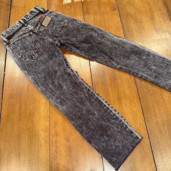 Wrangler Jeans High Rise Raw Hem Red Acid Wash Sz 3 Cowboycore Vintage USA Made - Picture 5 of 16